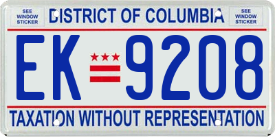 DC license plate EK9208