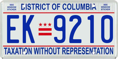 DC license plate EK9210