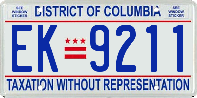 DC license plate EK9211