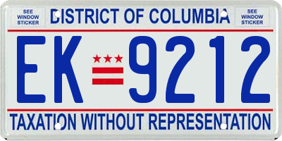 DC license plate EK9212