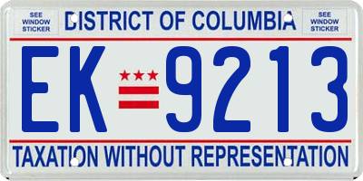 DC license plate EK9213