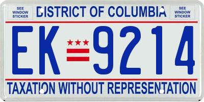 DC license plate EK9214