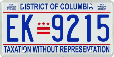 DC license plate EK9215