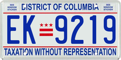 DC license plate EK9219