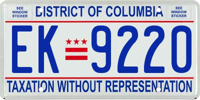 DC license plate EK9220