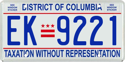 DC license plate EK9221