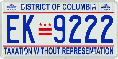 DC license plate EK9222