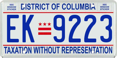 DC license plate EK9223