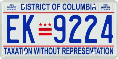 DC license plate EK9224