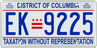 DC license plate EK9225