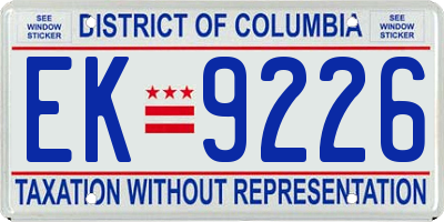 DC license plate EK9226