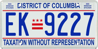 DC license plate EK9227