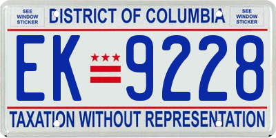 DC license plate EK9228