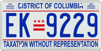 DC license plate EK9229