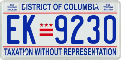 DC license plate EK9230