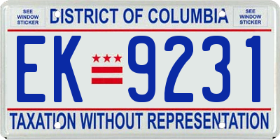 DC license plate EK9231