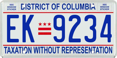 DC license plate EK9234