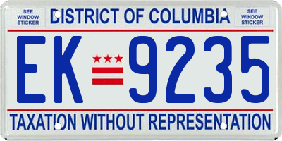 DC license plate EK9235