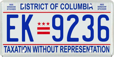 DC license plate EK9236