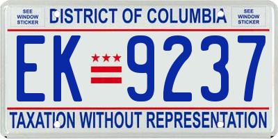 DC license plate EK9237