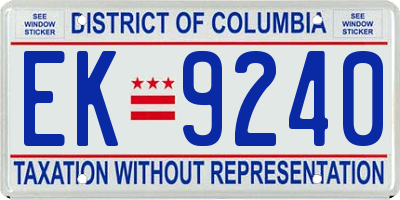 DC license plate EK9240