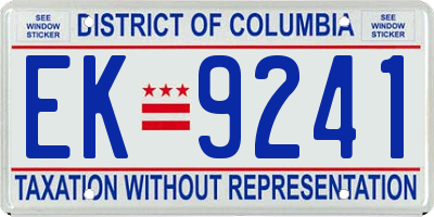 DC license plate EK9241