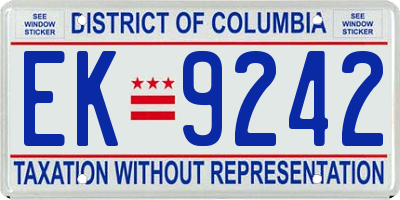 DC license plate EK9242
