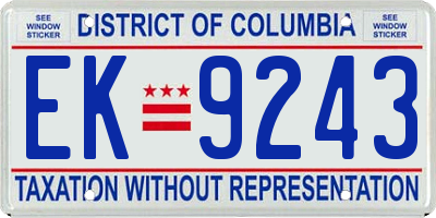 DC license plate EK9243