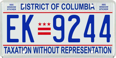 DC license plate EK9244