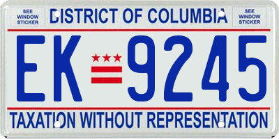 DC license plate EK9245