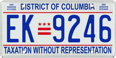 DC license plate EK9246