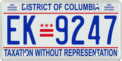 DC license plate EK9247