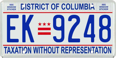 DC license plate EK9248