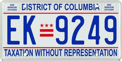 DC license plate EK9249