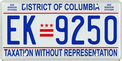 DC license plate EK9250