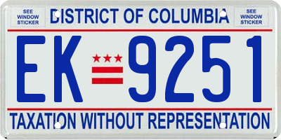 DC license plate EK9251