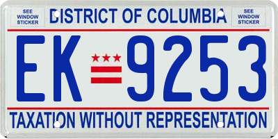 DC license plate EK9253