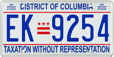 DC license plate EK9254