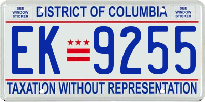 DC license plate EK9255