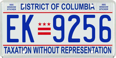 DC license plate EK9256