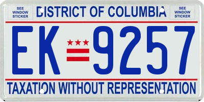 DC license plate EK9257