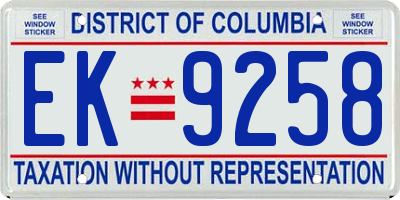 DC license plate EK9258