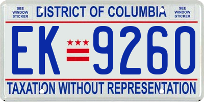 DC license plate EK9260