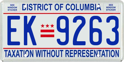 DC license plate EK9263