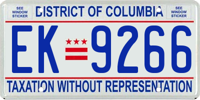 DC license plate EK9266