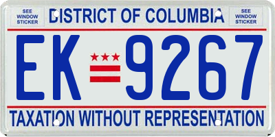 DC license plate EK9267