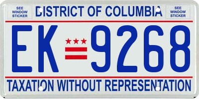 DC license plate EK9268