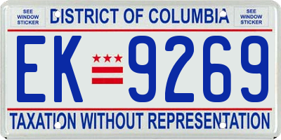 DC license plate EK9269