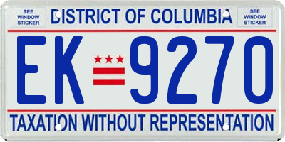 DC license plate EK9270