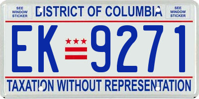 DC license plate EK9271